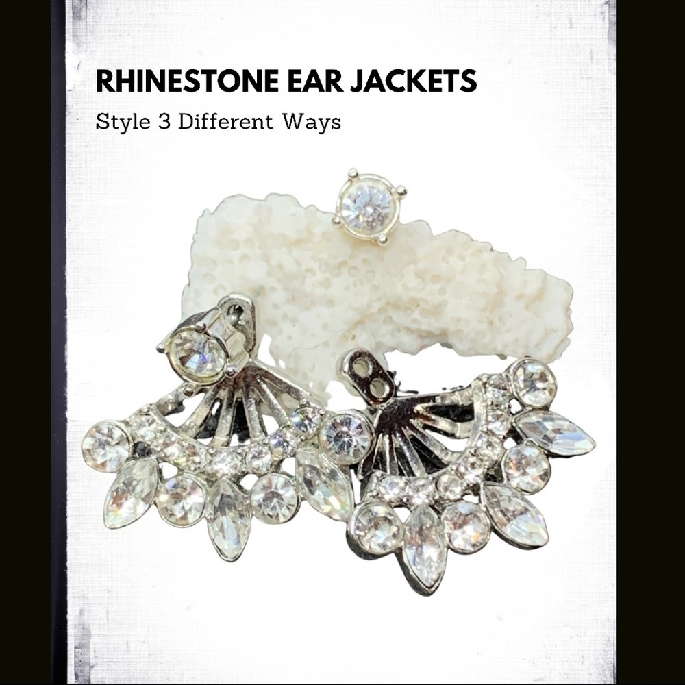 Rhinestone Crown Ear Jackets EUC